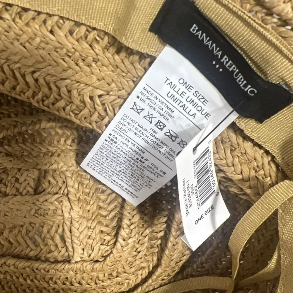 Banana Republic Panama Fedora Straw Hat One Size Tobacco Color NWT